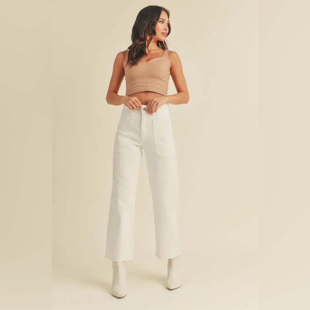 JBD Just Black Denim High Rise Utility Wide Leg Jeans | Off White | Size 24